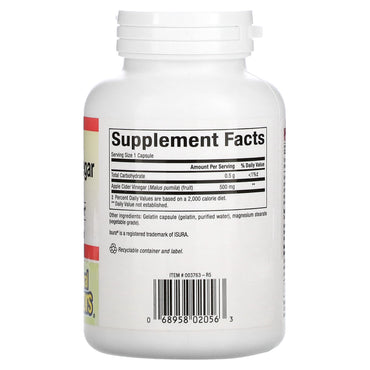 Natural Factors, Fermented Apple Cider Vinegar, 500 mg, 180 Capsules UPC 068958020563 | Hilife Vitamins