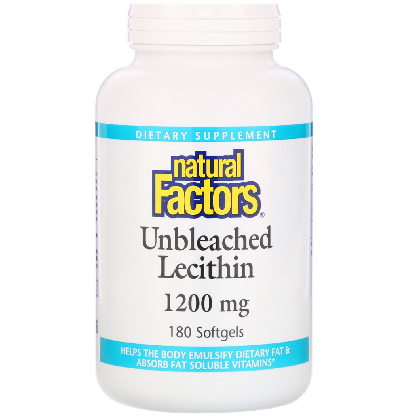 Natural Factors, Unbleached Lecithin 1,200 mg, 180 Softgels UPC 068958026015 | Hilife Vitamins