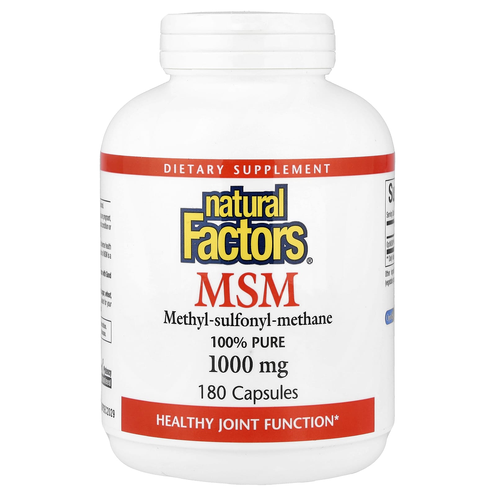 Natural Factors, MSM, Methyl-Sulfonyl-Methane, 1,000 mg, 180 Capsules UPC 068958026534 | Hilife Vitamins