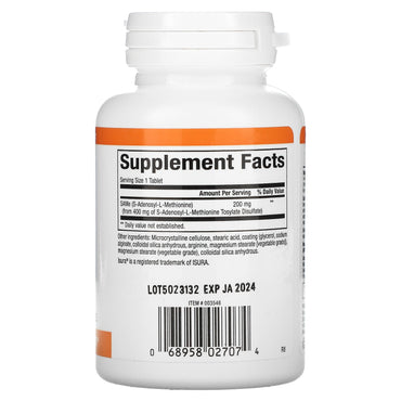 Natural Factors, SAMe (Disulfate Tosylate), 200 mg, 30 Tablets UPC 068958027074 | Hilife Vitamins