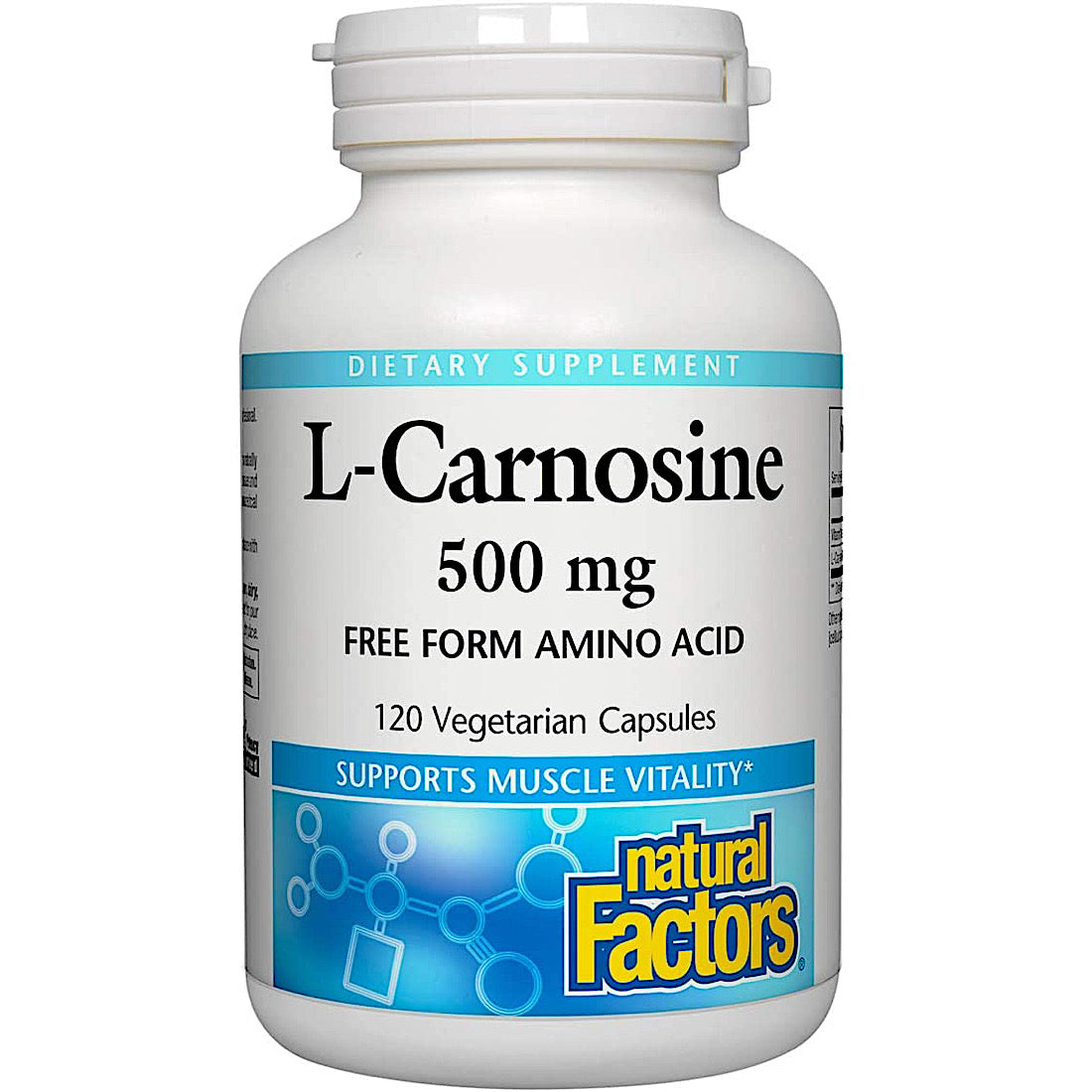 Natural Factors, L-Carnosine 500 mg, 120 Vegetarian Capsules UPC 068958028132 | Hilife Vitamins