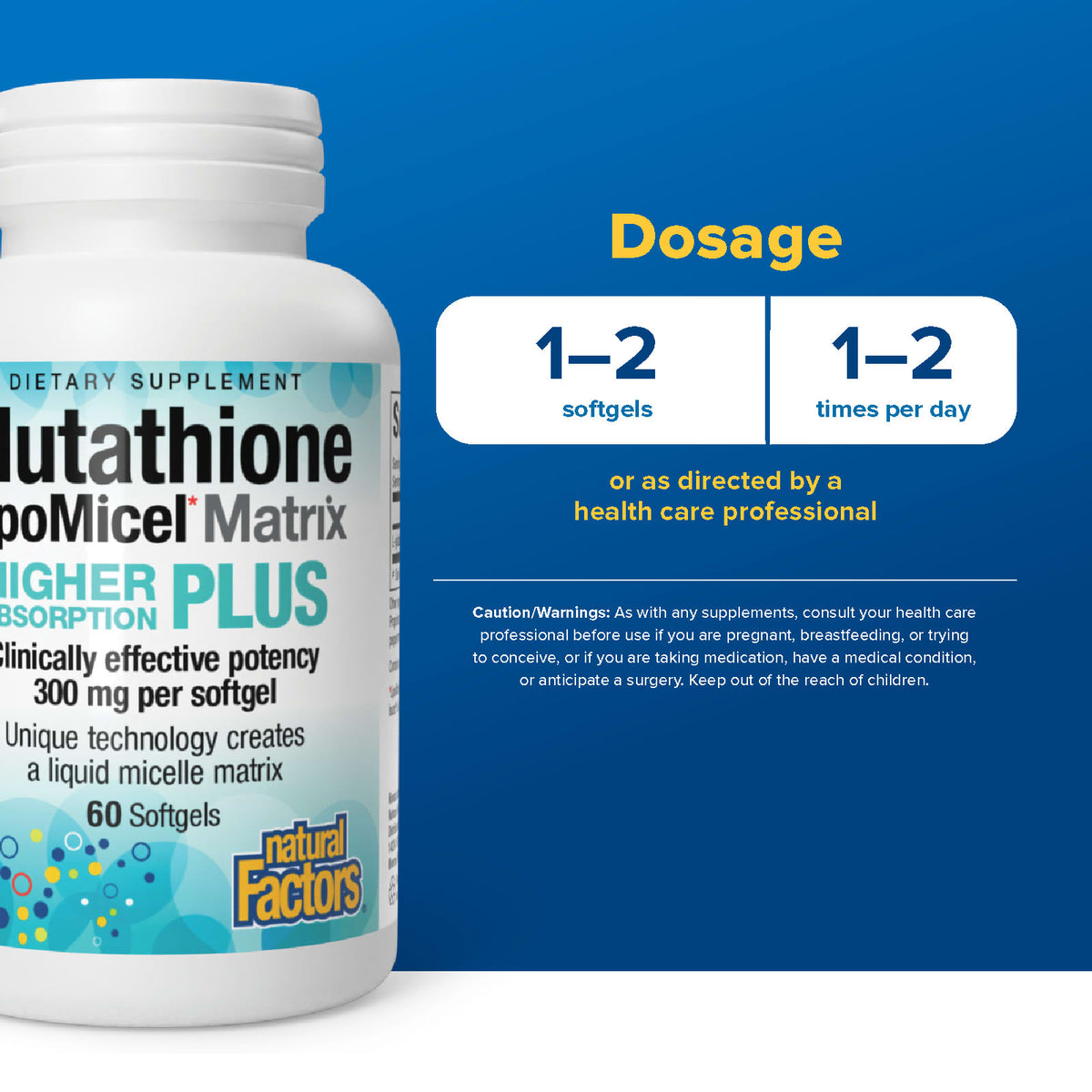 Natural Factors, Glutathione LipoMicel Matrix, 300 mg, 60 Softgels UPC 068958028194 | Hilife Vitamins