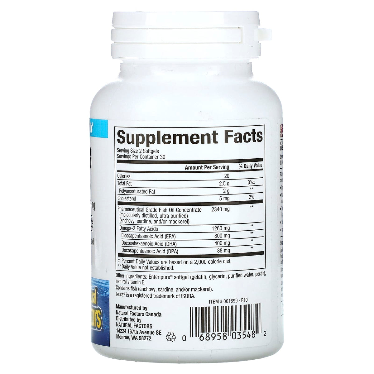 Natural Factors, RxOmega-3, 630 mg, 60 Softgels UPC 068958035482 | Hilife Vitamins