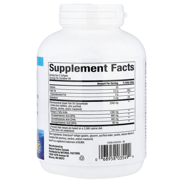 Natural Factors, Rx Omega-3, 120 Softgels UPC 068958035499 | Hilife Vitamins