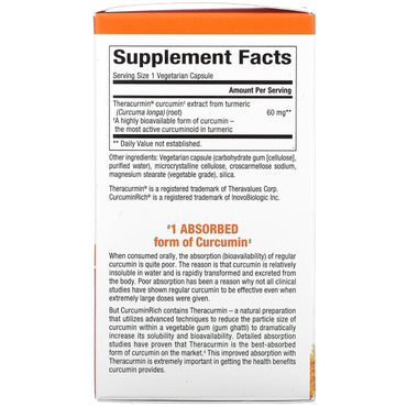 Natural Factors, CurcuminRich, Double Strength Theracurm, 60 Vegetarian Capsules UPC 068958045443 | Hilife Vitamins