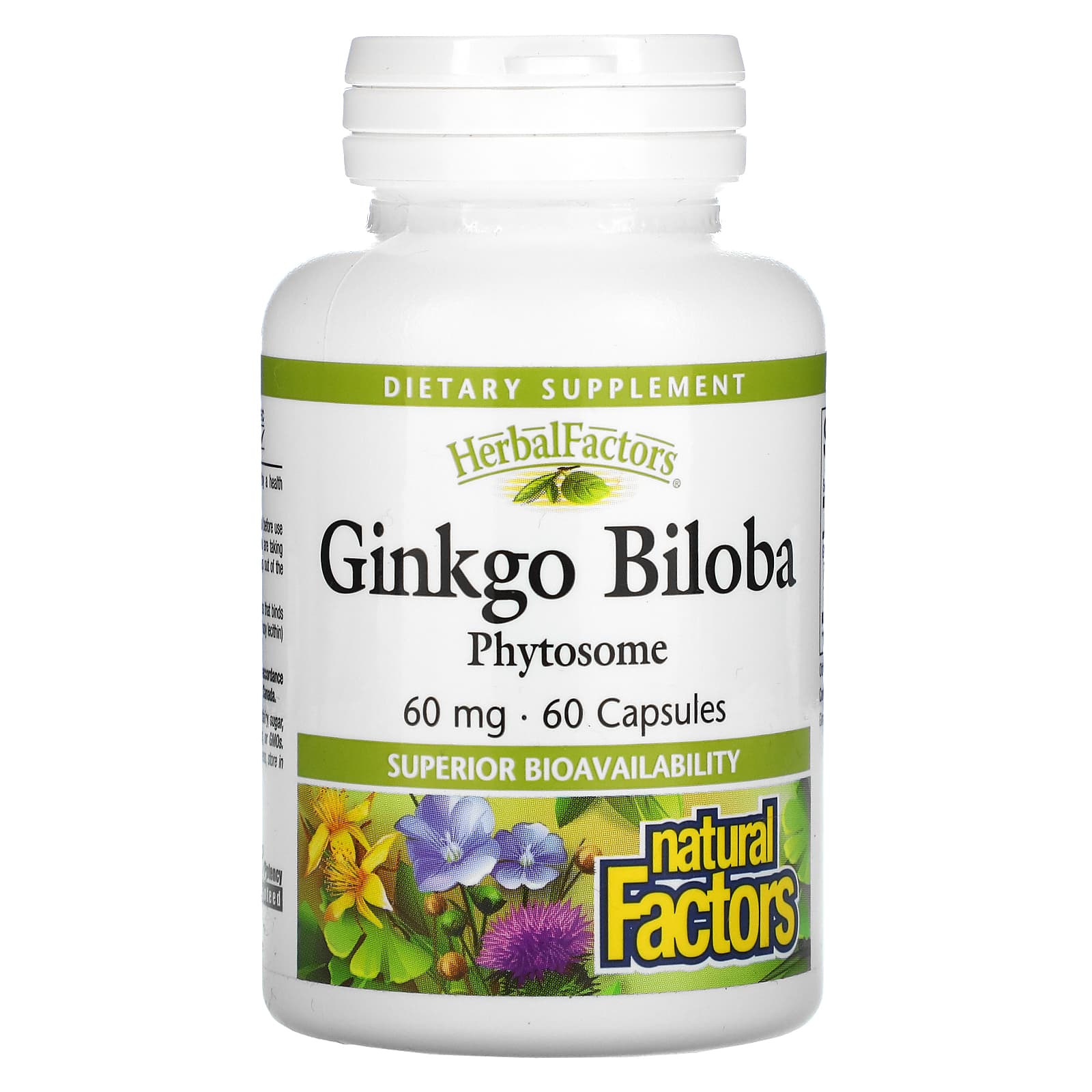 Natural Factors, Ginkgo Biloba, Phytosome, 60 mg, 60 Capsules UPC 068958048055 | Hilife Vitamins