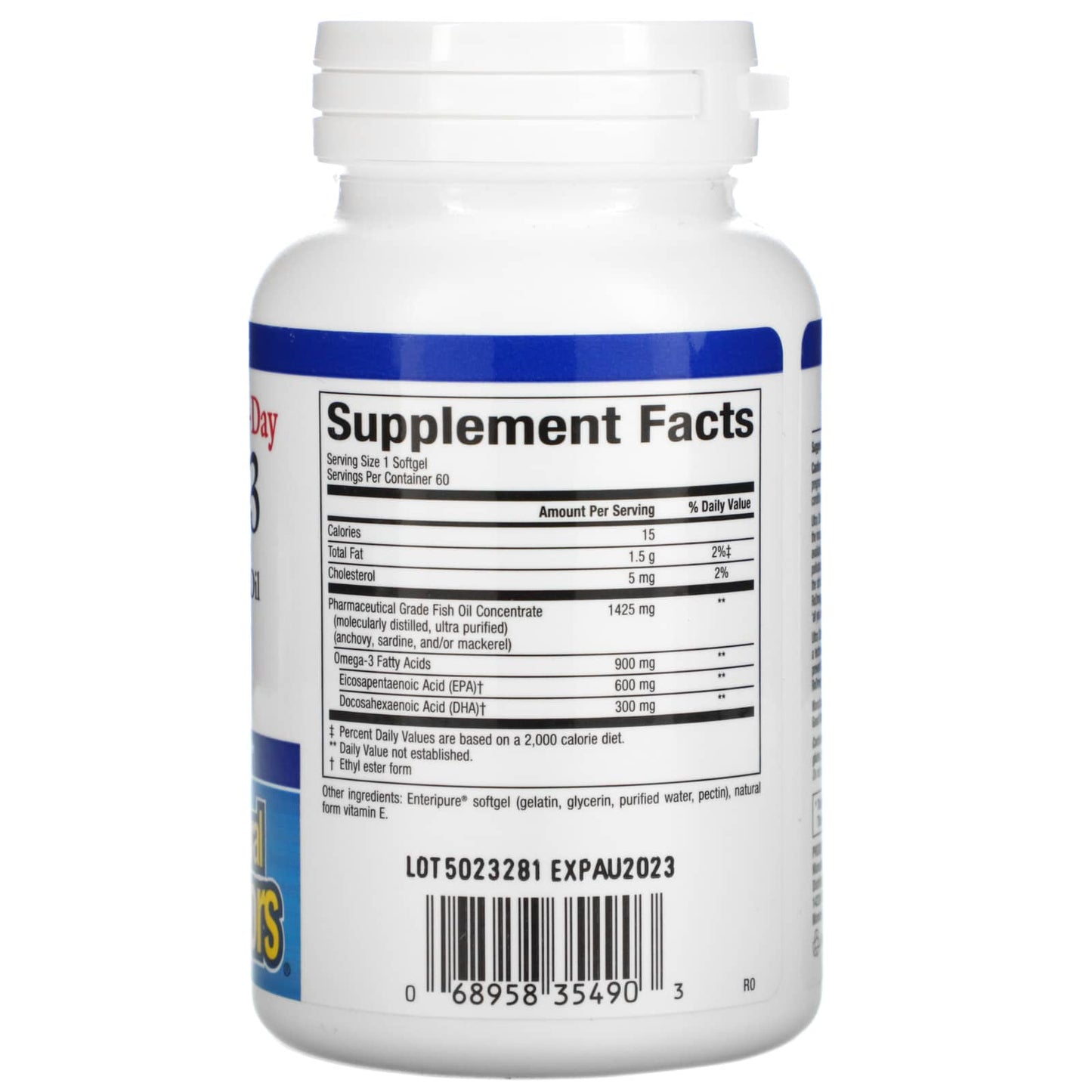 Natural Factors, Ultra Strength One-Per-Day RxOmega-3, 9, 60 Enteripure Softgels UPC 068958354903 | Hilife Vitamins