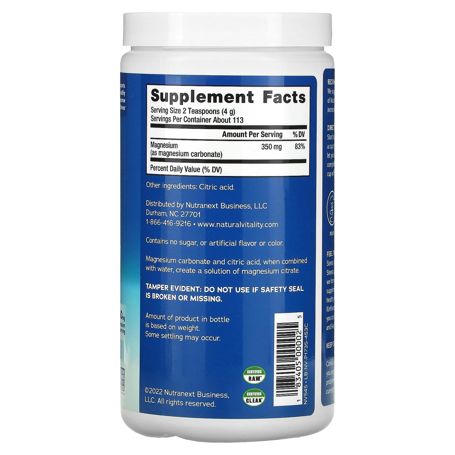 Natural Vitality, Natural Calm, 16 Oz UPC 183405000025 | HiLife Vitamins