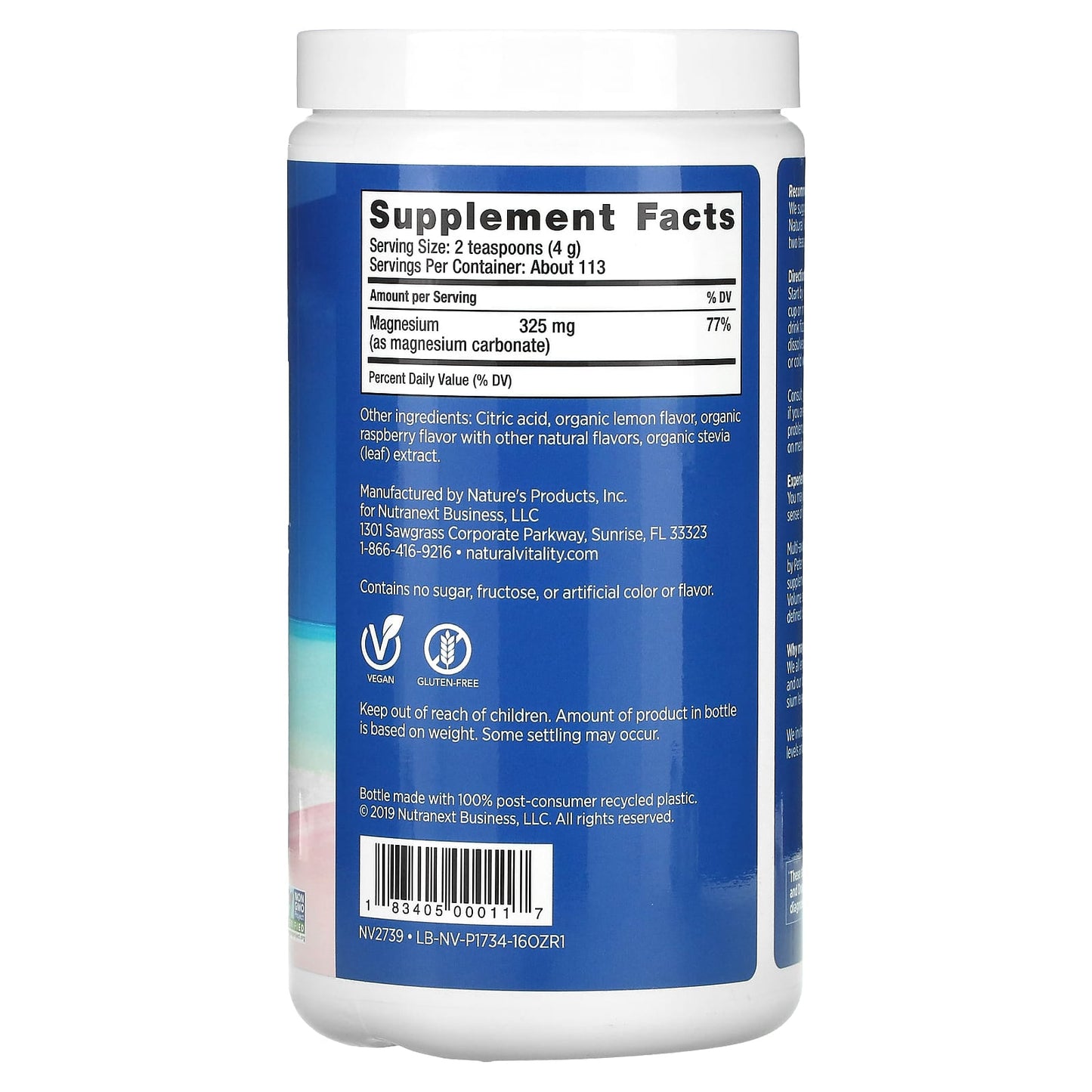 Natural Vitality, Natural Calm Lemon/Raspberry, 16 Oz UPC 183405000117 | HiLife Vitamins
