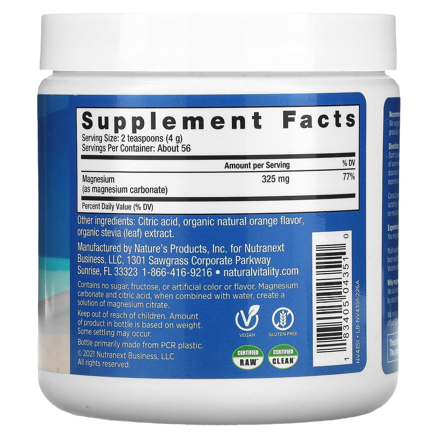 Natural Vitality, Natural Calm Orange Calm, 8 Oz UPC 183405043510 | HiLife Vitamins