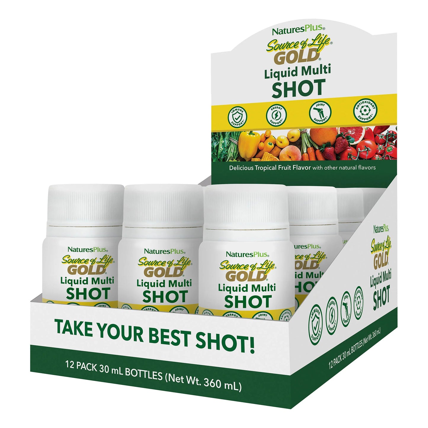 Nature's Plus, Source Of Life Gold, Liquid Multi Shot, 12 Pack - 1 fl oz UPC 097467907010 | HiLife Vitamins