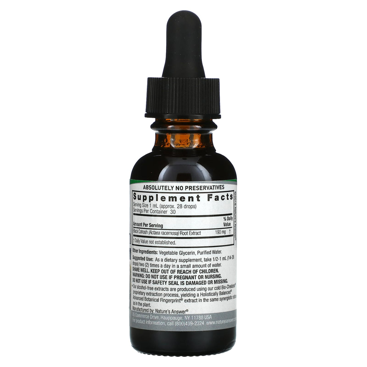 Nature’s Answer, Black Cohosh Alcohol Free Extract, 1 Oz UPC 083000005763 | Hilife Vitamins