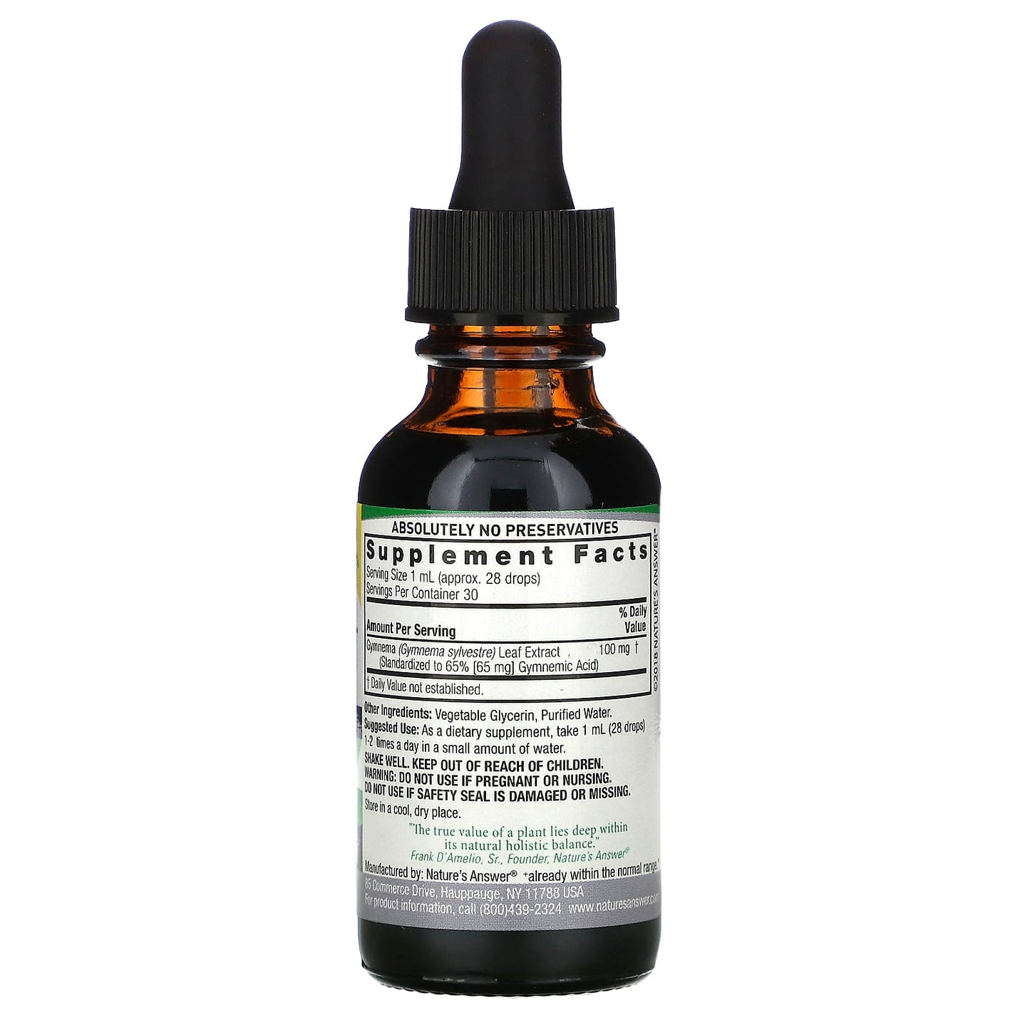 Nature’s Answer, Gymnema Leaf Extract Alcohol Free, 1 Oz Liquid UPC 083000006319 | Hilife Vitamins