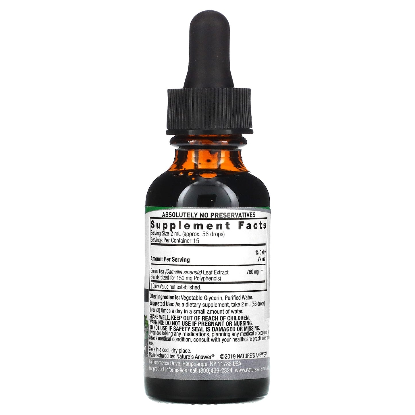 Nature’s Answer, Green Tea Extract Alcohol Free Extract, 1 Oz UPC 083000006333 | Hilife Vitamins