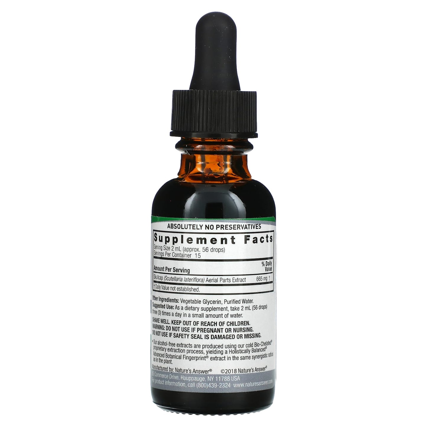 Nature’s Answer, Skullcap Herb Alcohol Free Extract, 1 Oz UPC 083000006722 | Hilife Vitamins