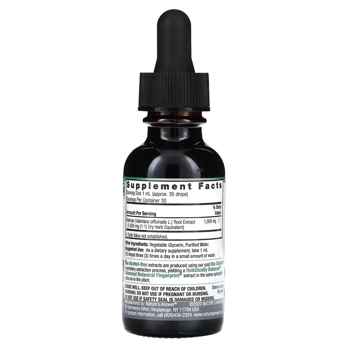 Nature’s Answer, Valerian Root Alcohol Free Extract, 1 Oz Ounces UPC 083000006807 | Hilife Vitamins