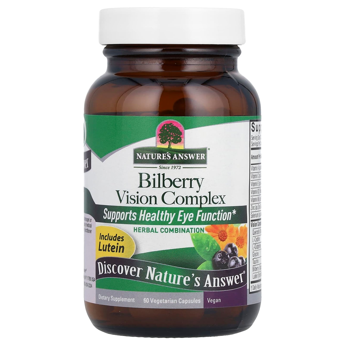 Nature’s Answer, Bilberry Vision Complex, 60 Vegetarian Capsules UPC 083000160110 | Hilife Vitamins