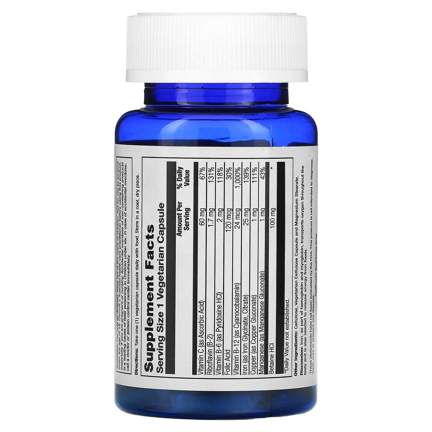 Nature’s Life, Iron Complex, 25 mg, 50 Capsules UPC 040647002265 | HiLife Vitamins