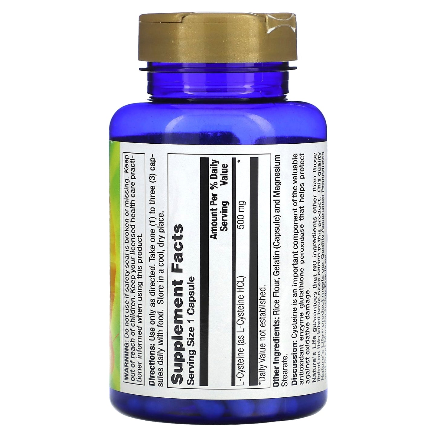 Nature’s Life, L-Cysteine 500mg, 100 Capsules UPC 040647003637 | HiLife Vitamins
