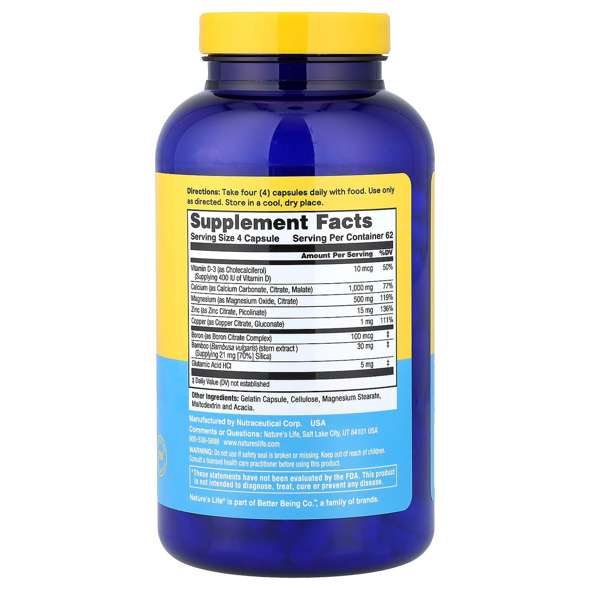 Nature’s Life, Cal/Mag/Zinc Complex, 250 Capsules UPC 040647004313 | Hilife Vitamins