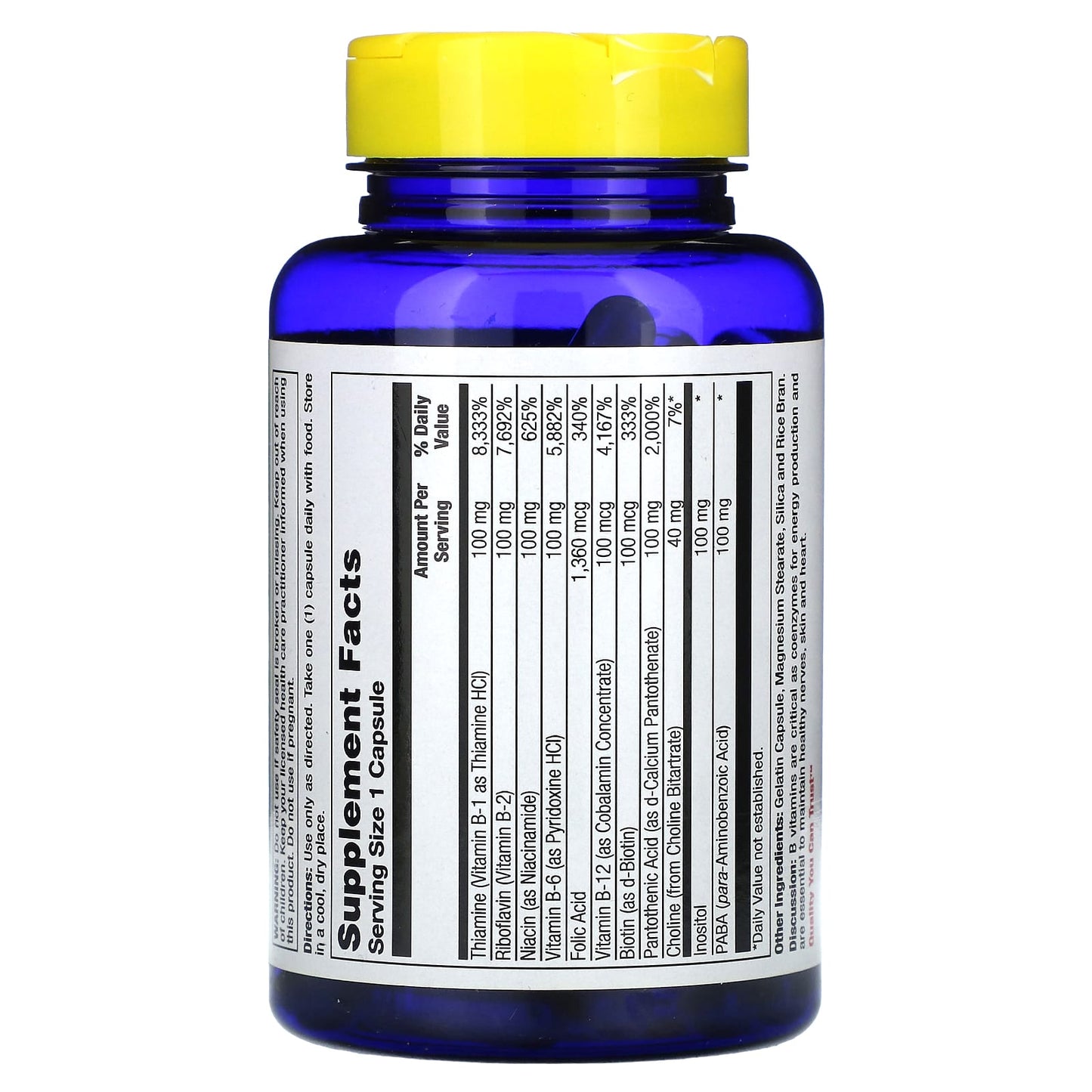 Nature’s Life, B-Complex High Folic Acid 100 mg, 100 Capsules UPC 040647004405 | HiLife Vitamins