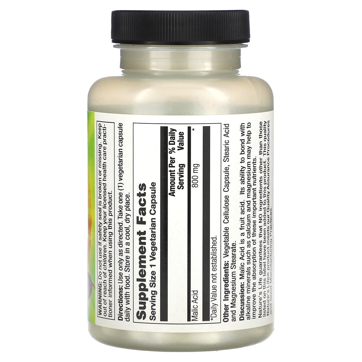 Nature’s Life, Malic Acid 800 mg, 100 Capsules UPC 040647004481 | HiLife Vitamins