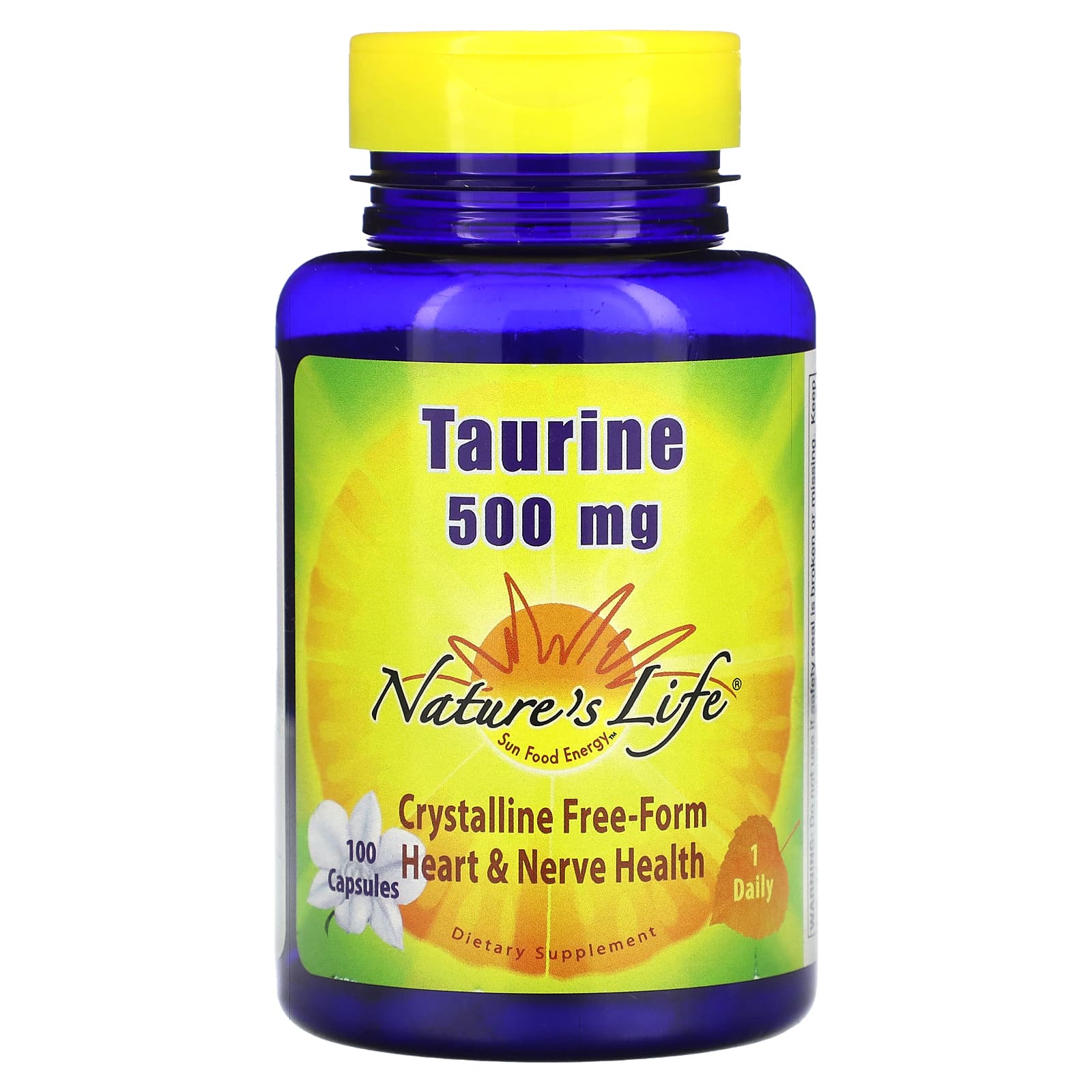 Nature’s Life, Taurine 500 mg, 100 Capsules UPC 040647005495 | HiLife Vitamins