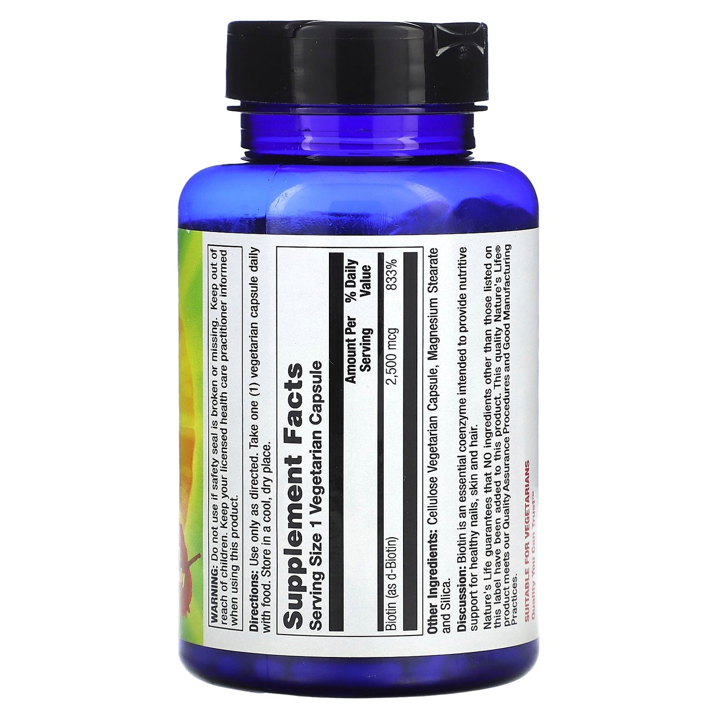 Nature’s Life, Biotin 2500mcg, 200 Capsules UPC 040647006553 | HiLife Vitamins