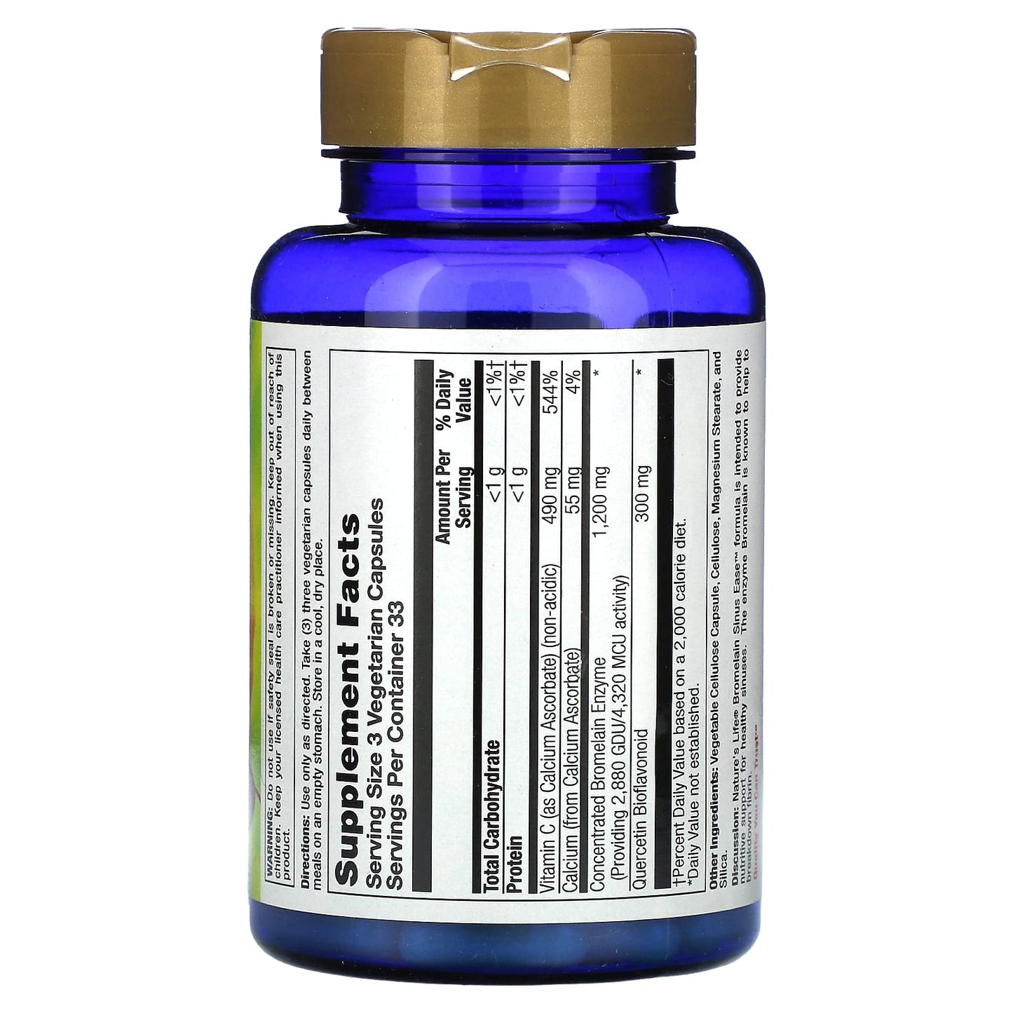 Nature’s Life, Bromelain Sinus Ease 1200 mg, 100 Capsules UPC 040647006652 | HiLife Vitamins