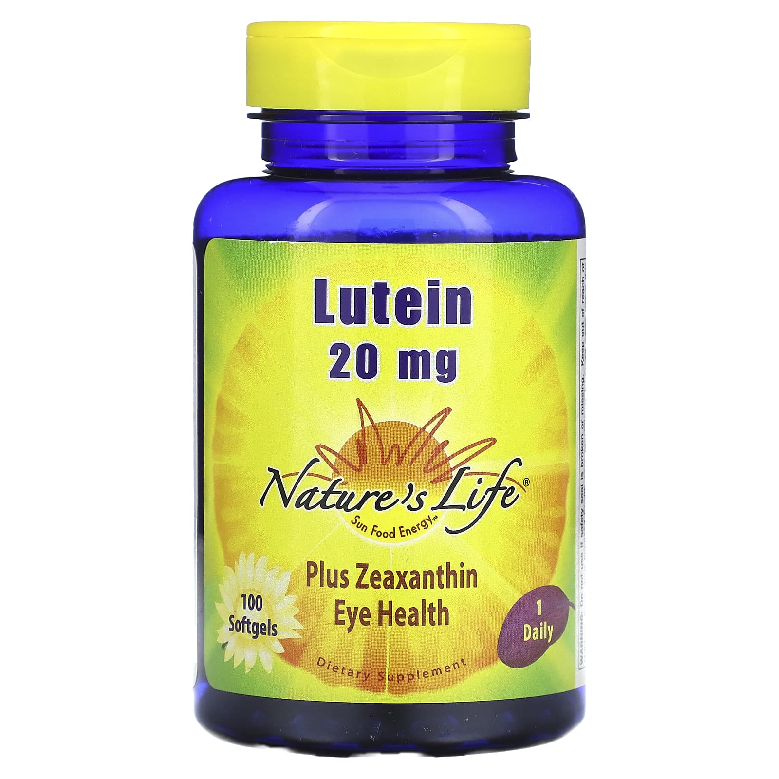 Nature’s Life, Lutein 20 mg, 100 Softgels UPC 040647007420 | HiLife Vitamins