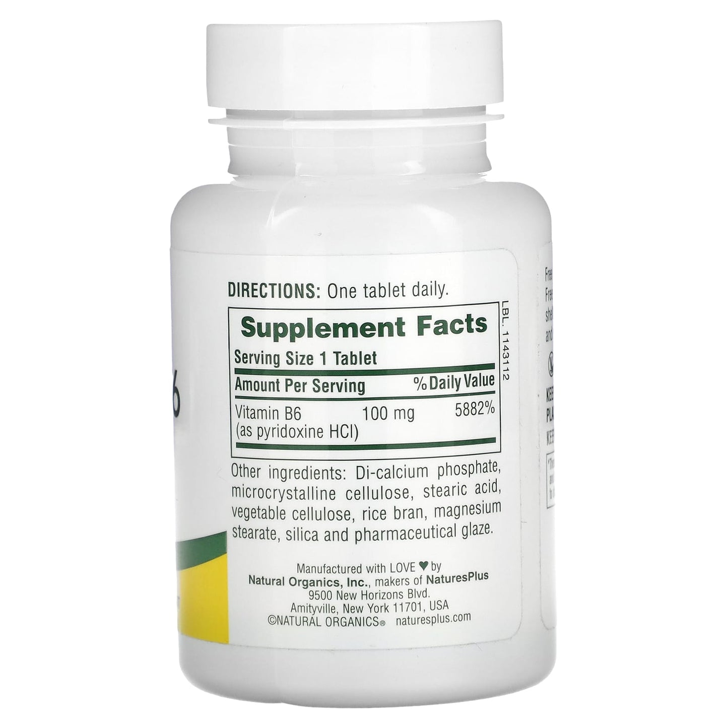 Nature's Plus, Vitamin B-6 100 mg, 90 Tablets UPC 097467016507 | Hilife Vitamins
