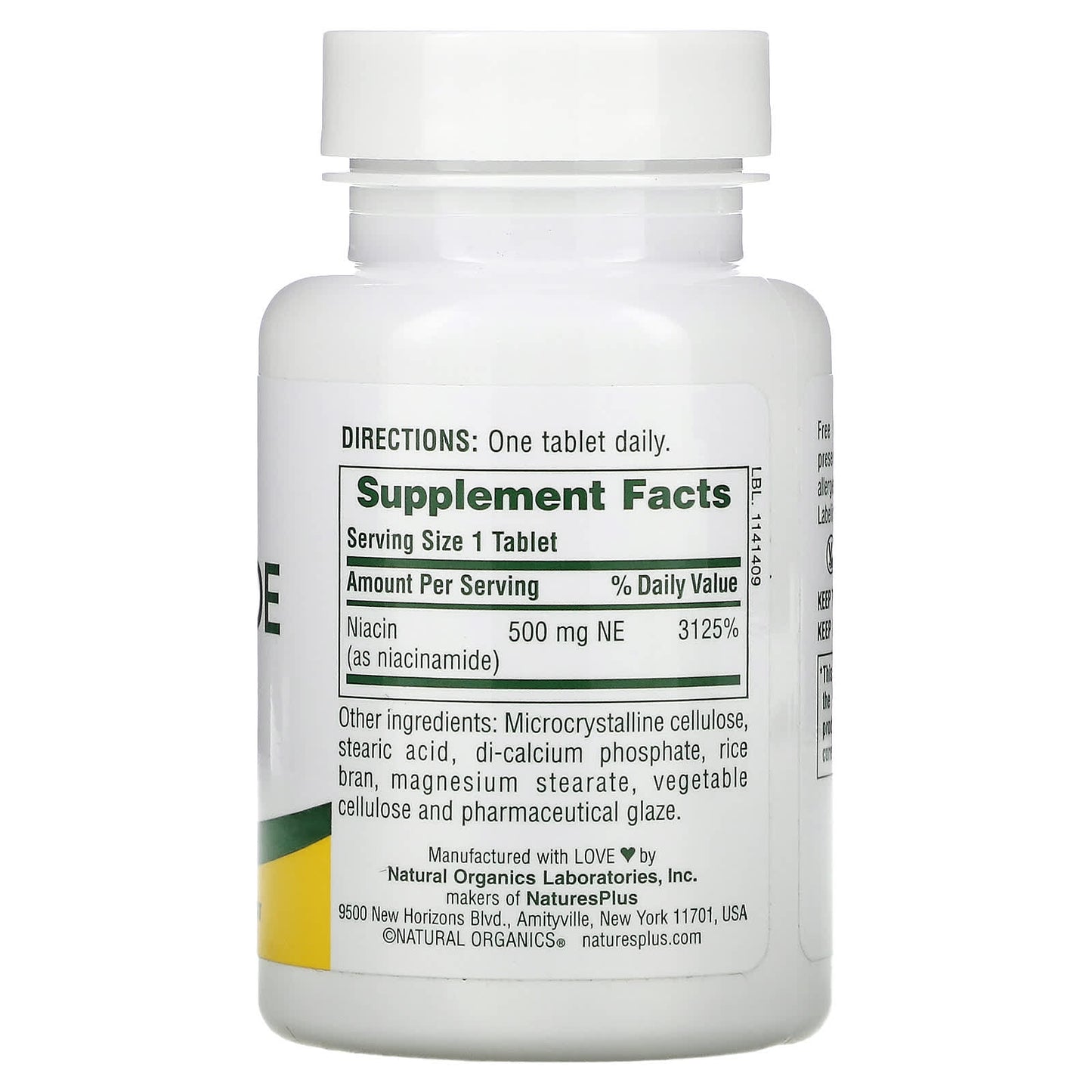 Nature's Plus, Niacinamide, 500 mg, 90 Tablets UPC 097467018907 | Hilife Vitamins