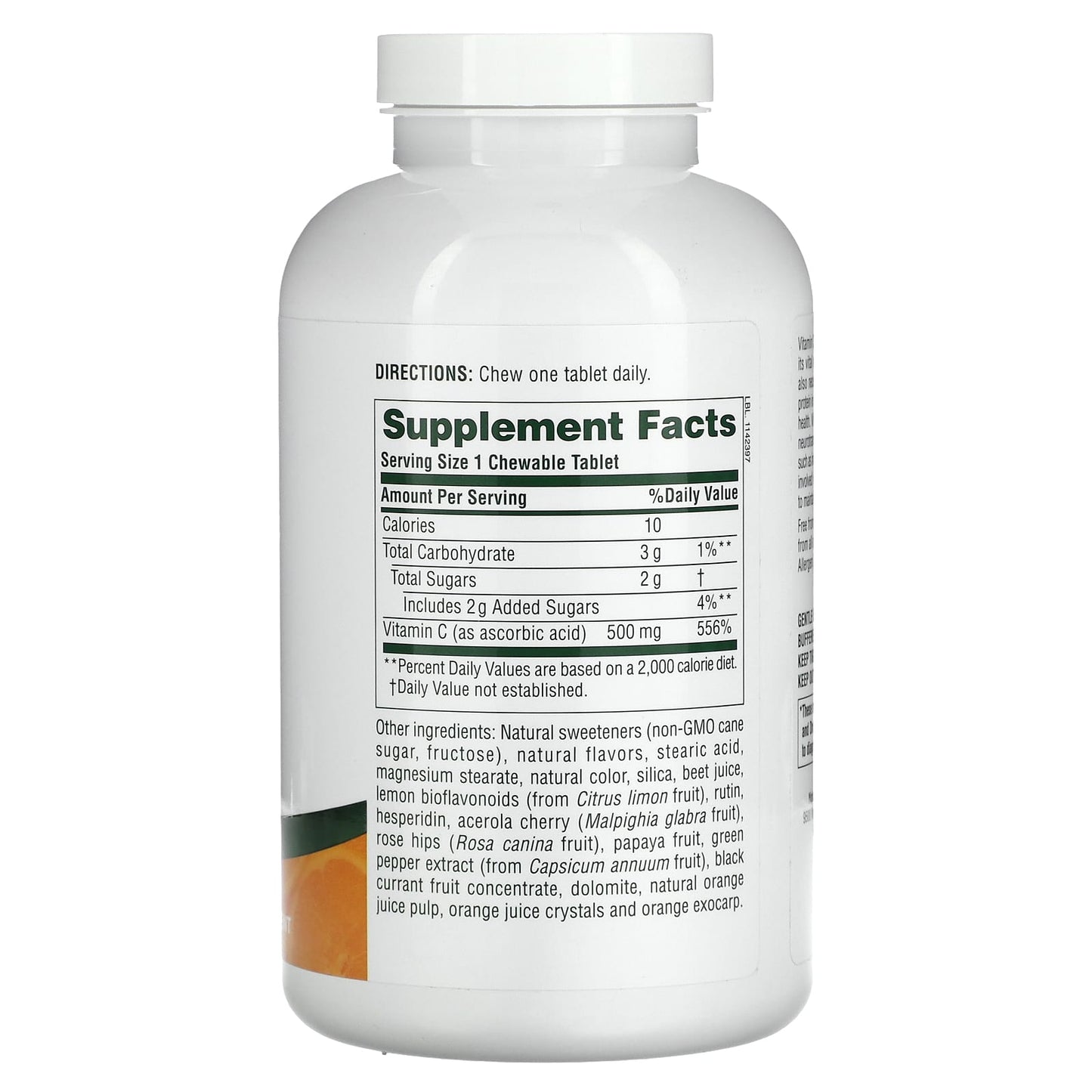 Nature's Plus, Chewable, Orange Juice, Vitamin C, 500 mg, 180 Chewables UPC 097467024670 | Hilife Vitamins