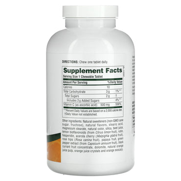 Nature's Plus, Chewable, Orange Juice, Vitamin C, 500 mg, 180 Chewables UPC 097467024670 | Hilife Vitamins