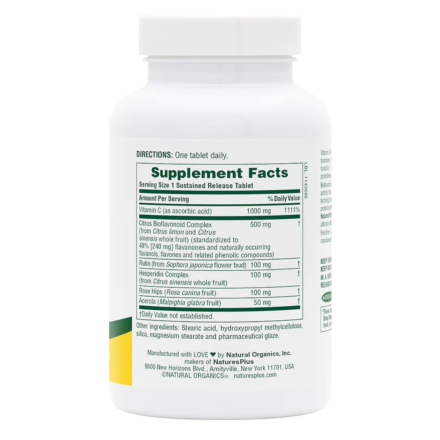 Nature's Plus, Sustained Release, Super C Complex, 90 Tablets UPC 097467024809 | Hilife Vitamins