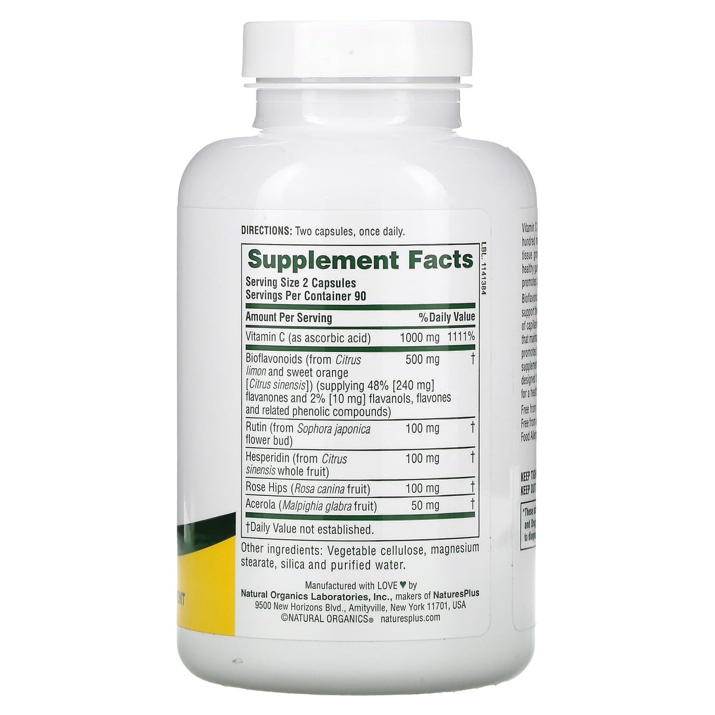 Nature's Plus, Super C Complex, 180 Capsules UPC 097467024847 | Hilife Vitamins