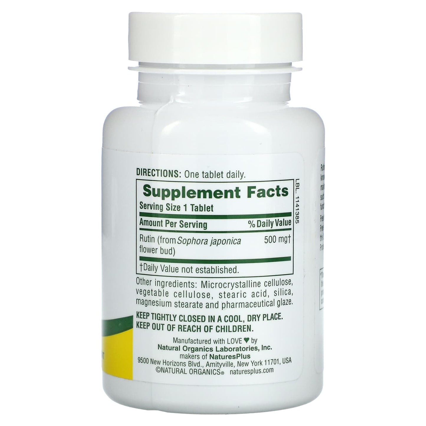 Nature's Plus, Rutin, 500 mg, 60 Tablets UPC 097467025509 | Hilife Vitamins