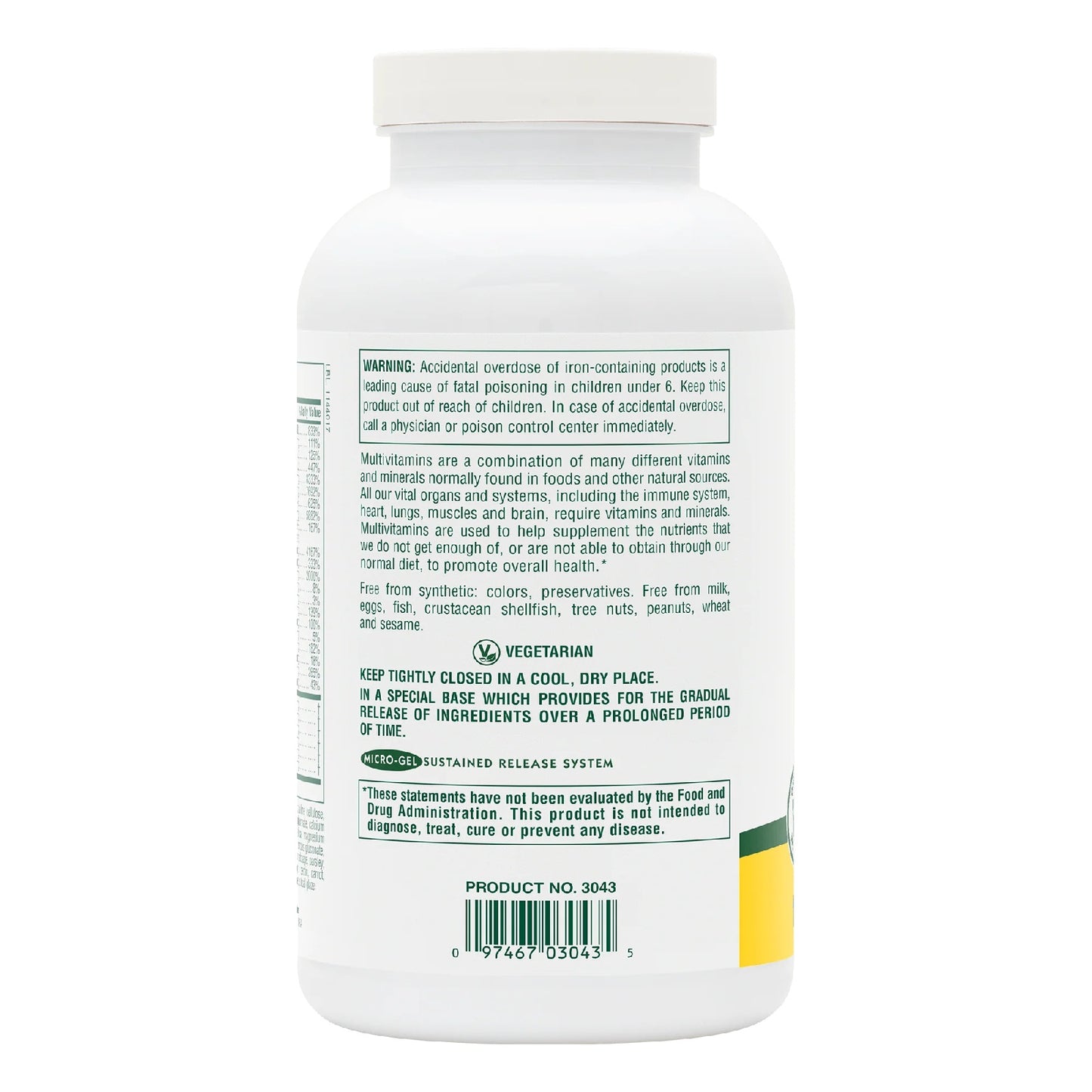 Nature's Plus, Ultra II Daily, Sustained Release, Multi-Nutrient, 180 Tablets UPC 097467030435 | Hilife Vitamins