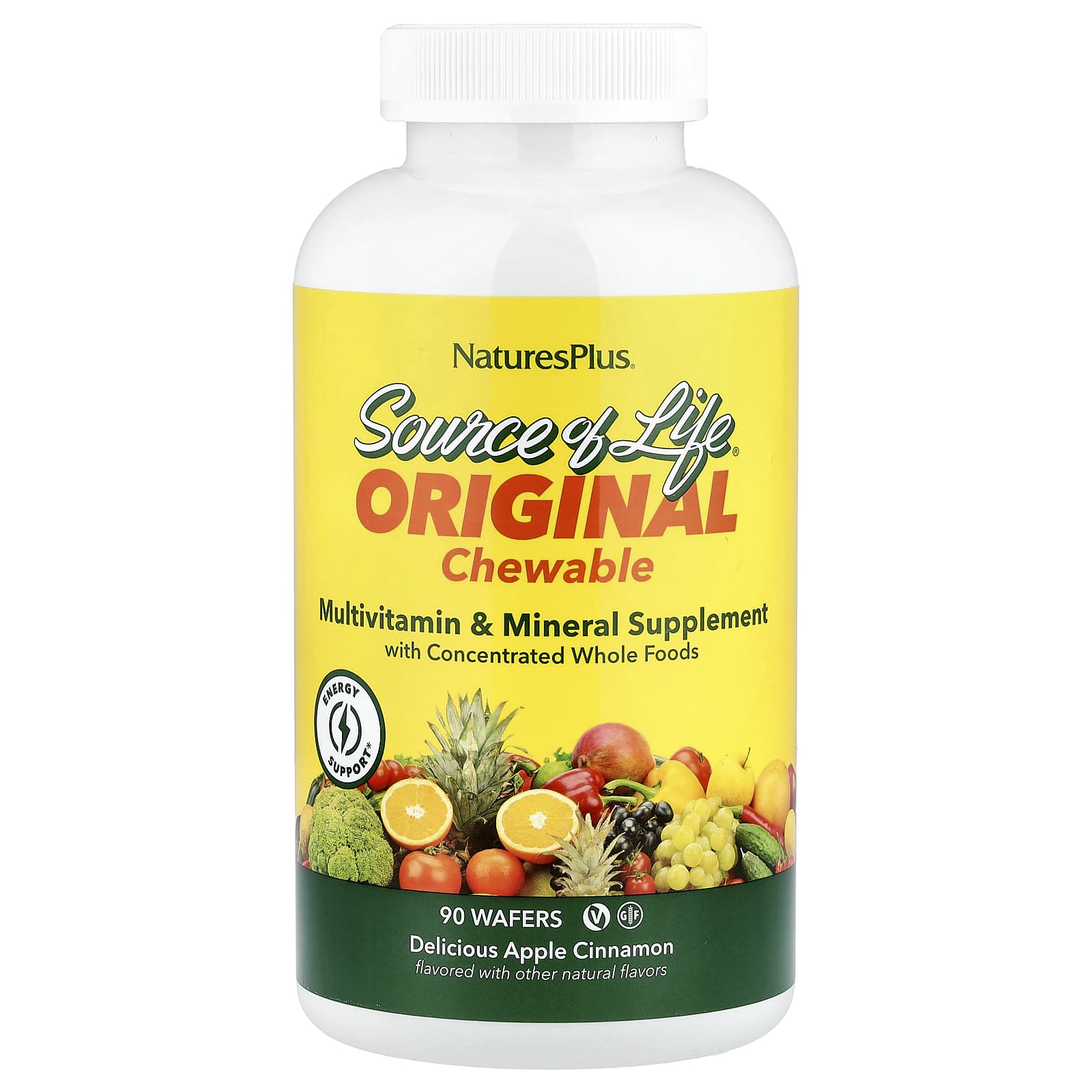 Nature's Plus, Source Of Life, Original, Chewable, Adult Multivitamin & Minerals, Apple Cinnamon Flavor, 90 Chewables