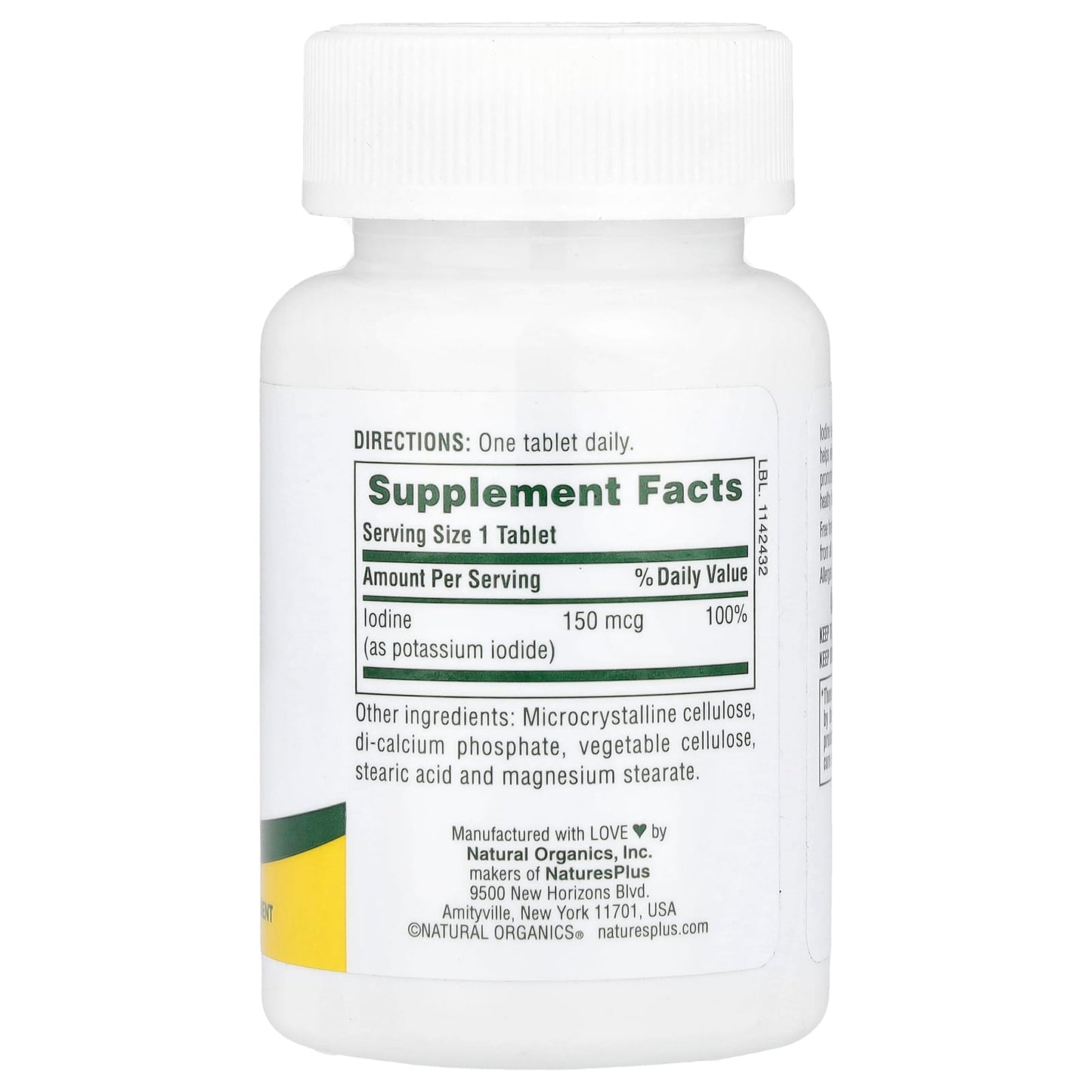 Nature's Plus, Iodine, Potassium Iodide, 150 mcg, 100 Tablets UPC 097467033719 | Hilife Vitamins