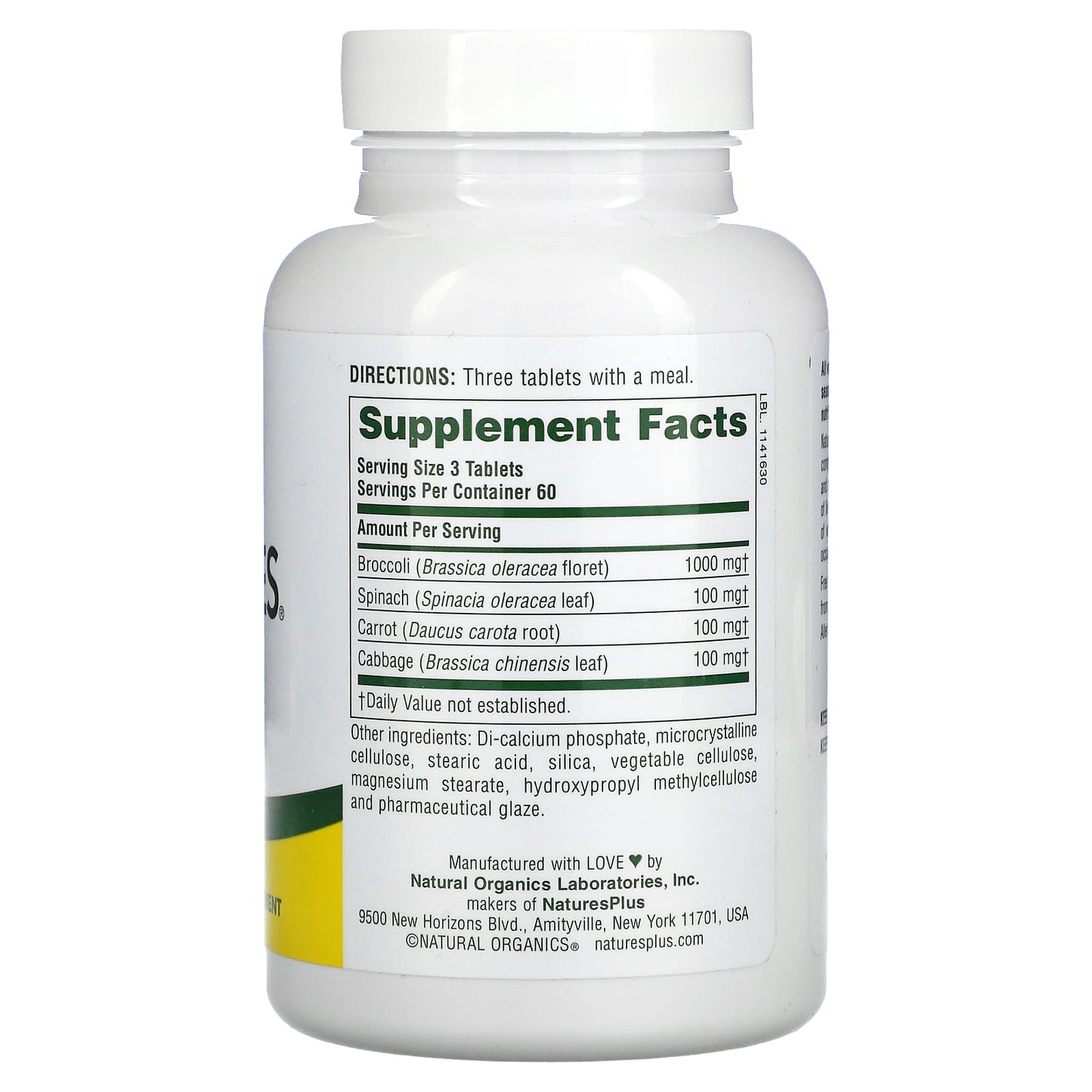 Nature's Plus, Mixed Vegetables, 180 Tablets UPC 097467037786 | Hilife Vitamins