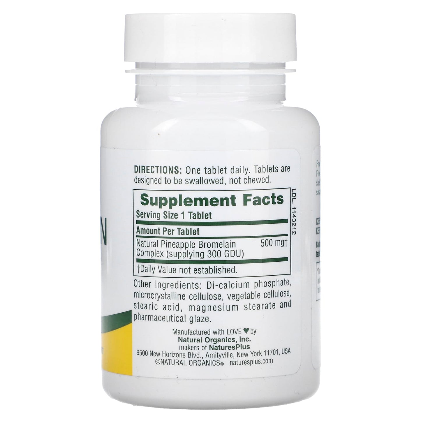 Nature's Plus, Bromelain 500 mg, 60 Tablets UPC 097467044081 | Hilife Vitamins