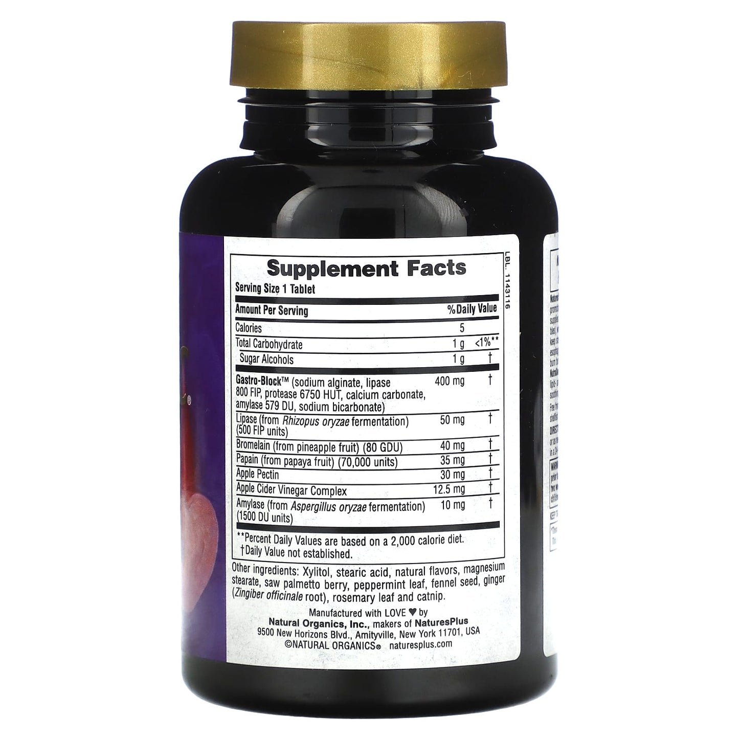 Nature's Plus, Nutrasec Digestive Aid, 90 Chewables UPC 097467044296 | Hilife Vitamins