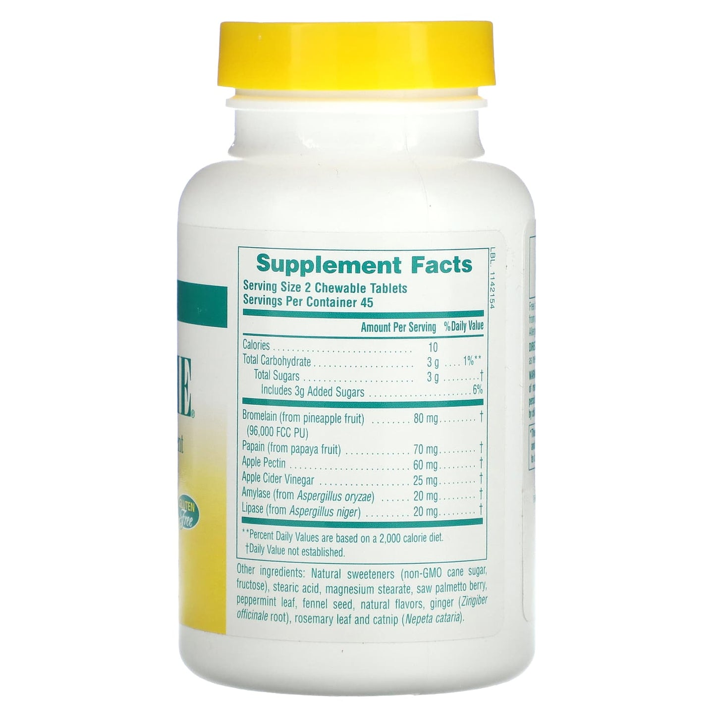 Nature's Plus, Chewable, Nutri-Zyme, Vegan Digestive Aid, Peppermint Flavor, 90 Tablets UPC 097467044555 | Hilife Vitamins