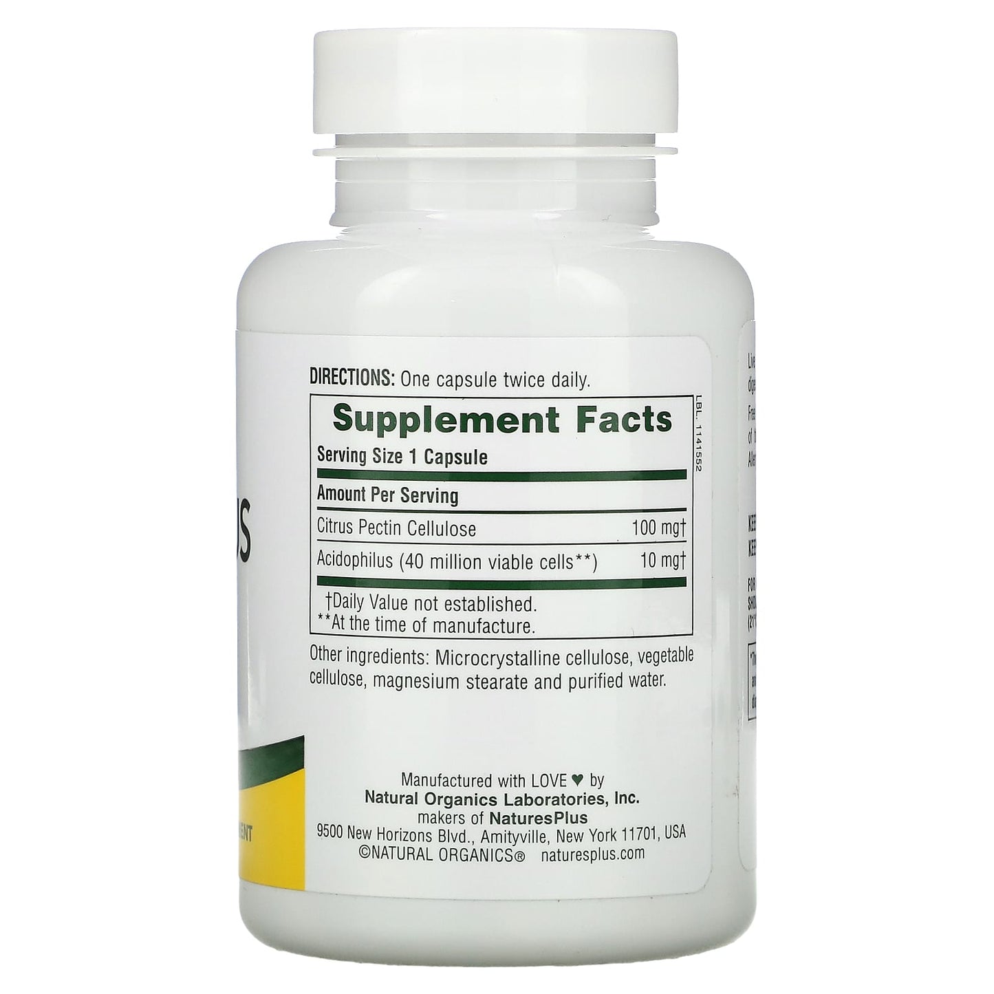 Nature's Plus, Acidophilus with Pectin, 90 Vegetarian Capsules UPC 097467044807 | Hilife Vitamins
