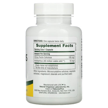 Nature's Plus, Acidophilus with Pectin, 90 Vegetarian Capsules UPC 097467044807 | Hilife Vitamins