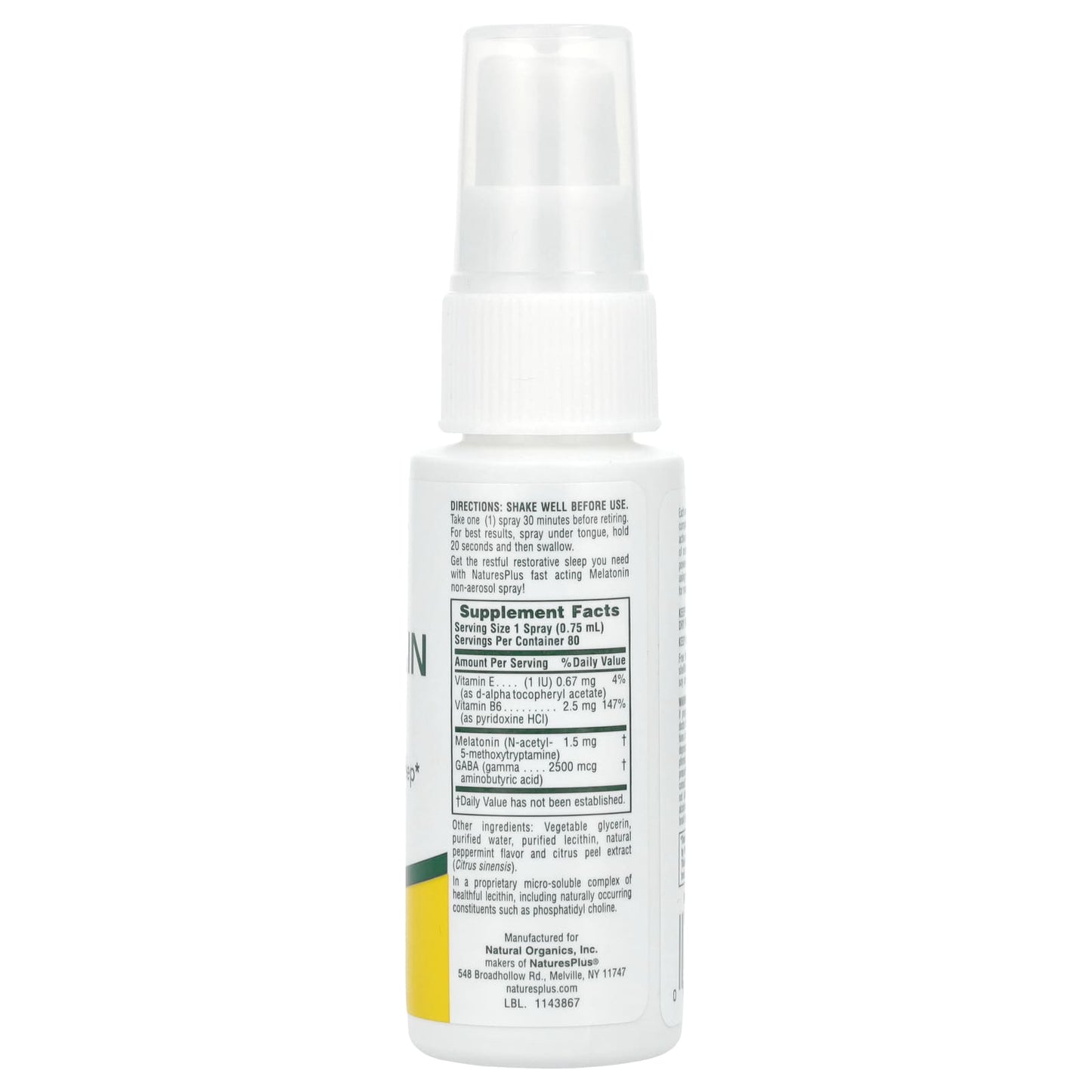 Nature's Plus, InstaNutrient, Melatonin Spray, Natural Peppermint, .125 Spray UPC 097467047624 | Hilife Vitamins