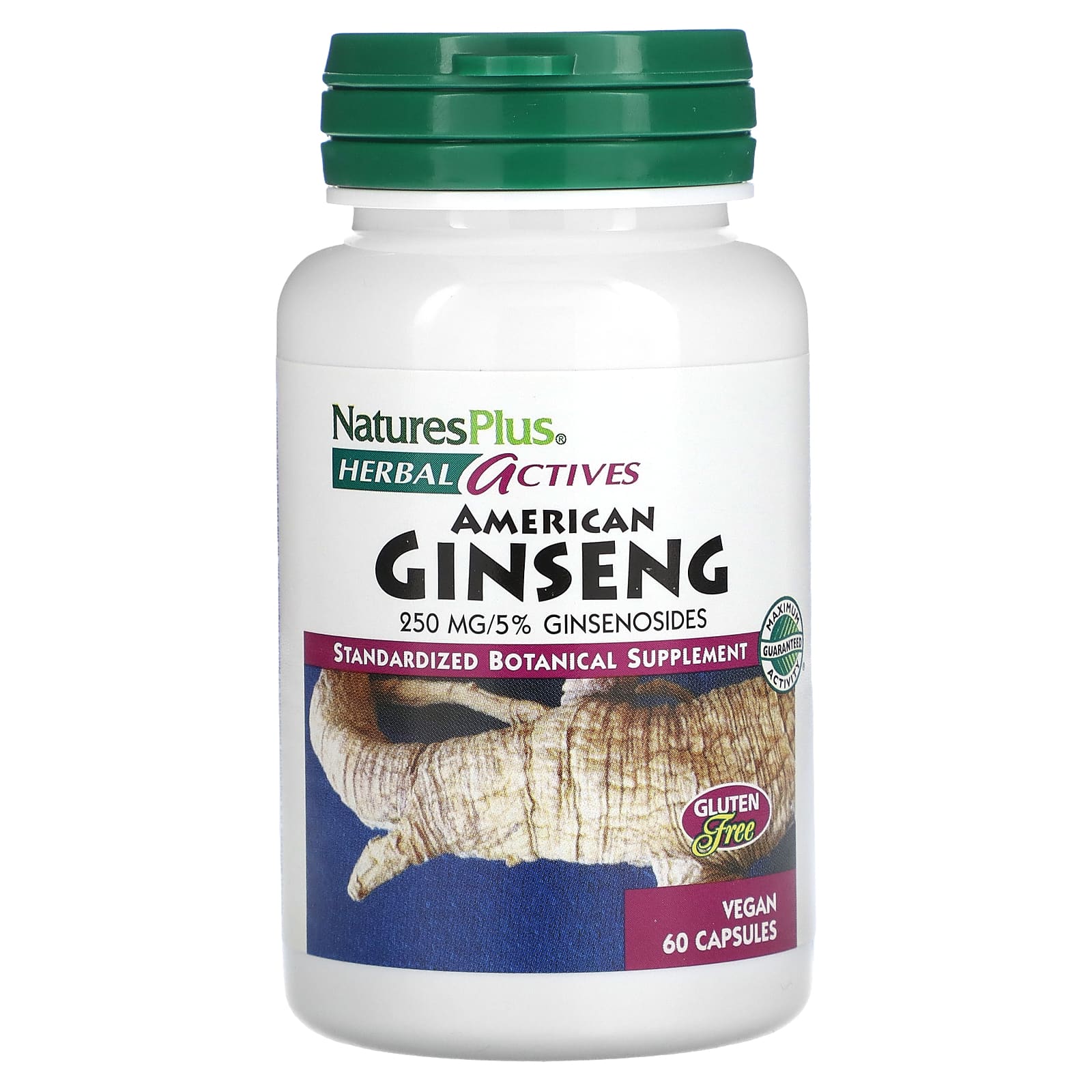 Nature's Plus, American Ginseng 250 mg, 60 Vegetarian Capsules UPC 097467071001 | Hilife Vitamins