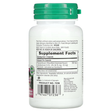 Nature's Plus, Herbal Actives, Passion Flower, 250 mg, 60 Vegetarian Capsules UPC 097467072367 | Hilife Vitamins