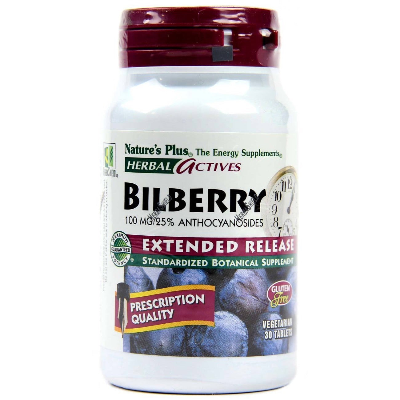 Nature's Plus, Bilberry Extended Release 100 mg, 30 Tablets UPC 097467073104 | Hilife Vitamins